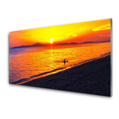 Tableau verre imprimé Plage au coucher du soleil
