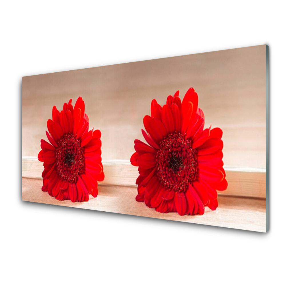 Tableau verre imprimé Deux fleurs rouges
