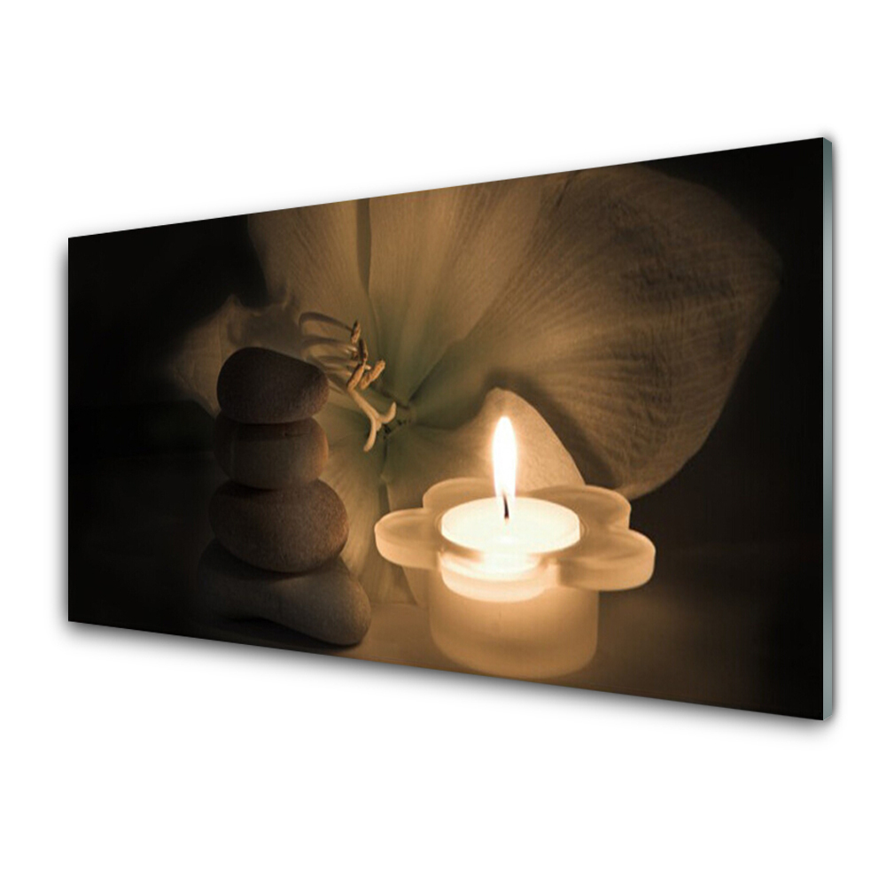 Tableau sur verre Bougie Tour de pierres