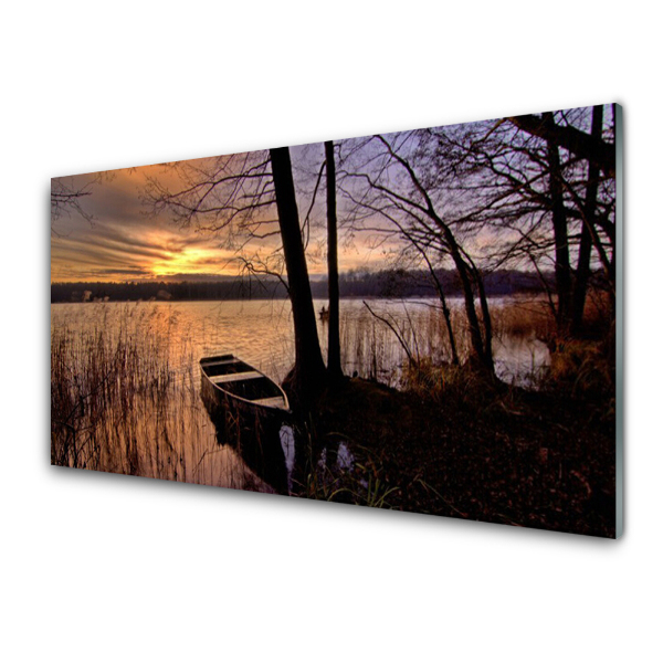 Tableau sur verre Paysage de bateau sur le lac