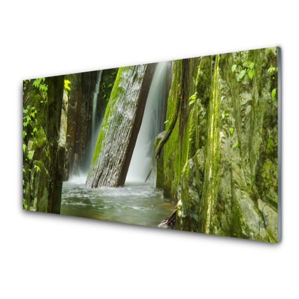 Tableau sur verre Cascade de troncs d'arbres