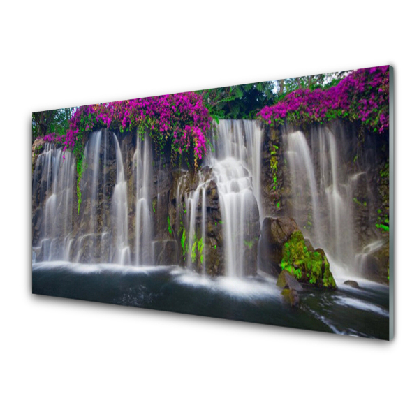 Tableau photo sur verre Cascade de fleurs roses