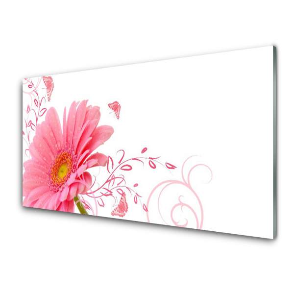 Tableau verre imprimé Fleur rose et motifs