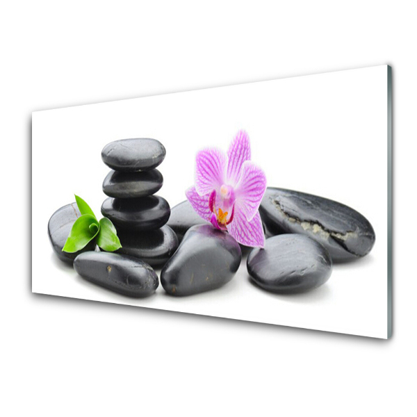 Tableau en verre Tour de pierres zen noires