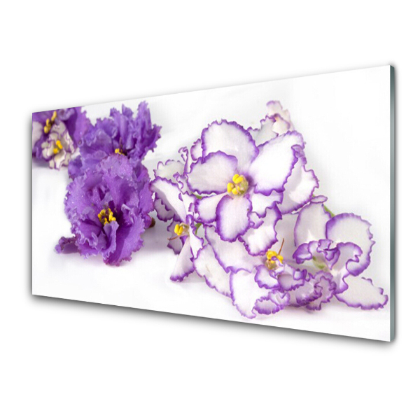 Tableau sur verre Fleurs violettes et blanches