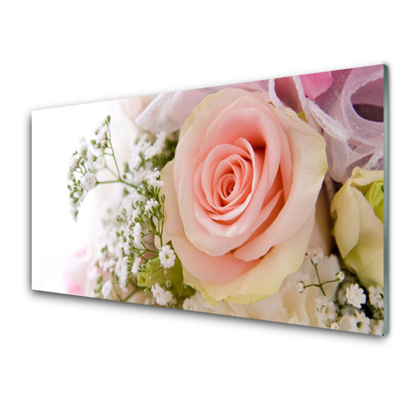 Tableau sur verre Roses rose vif