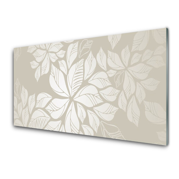 Tableau photo sur verre Motif beige avec des fleurs lumineuses