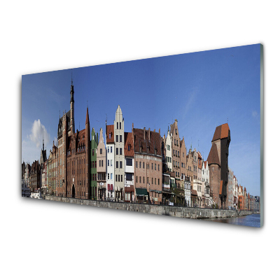 Tableau imprimé sur verre Maisons au bord de l'eau