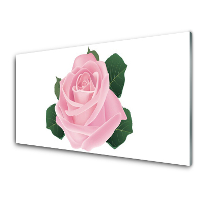 Tableau sur verre Dessin d'une rose sur fond blanc