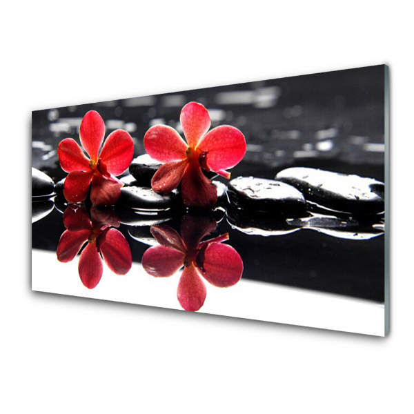 Tableau verre imprimé Fleurs rouges se reflétant dans l'eau