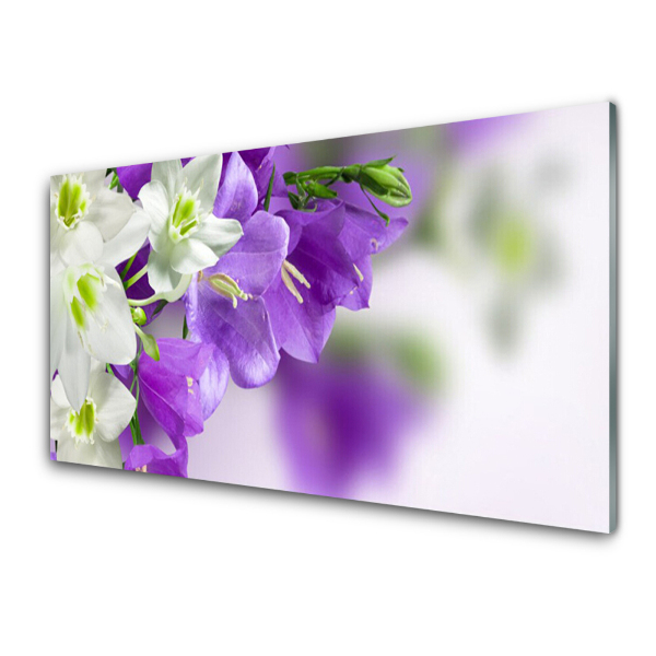 Tableau photo sur verre Fleurs violettes et blanches