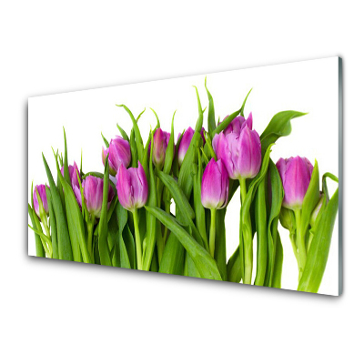 Tableau imprimé sur verre Bouquet de tulipes violettes