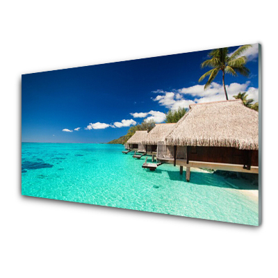 Tableau sur verre Chalets paradisiaques Mer