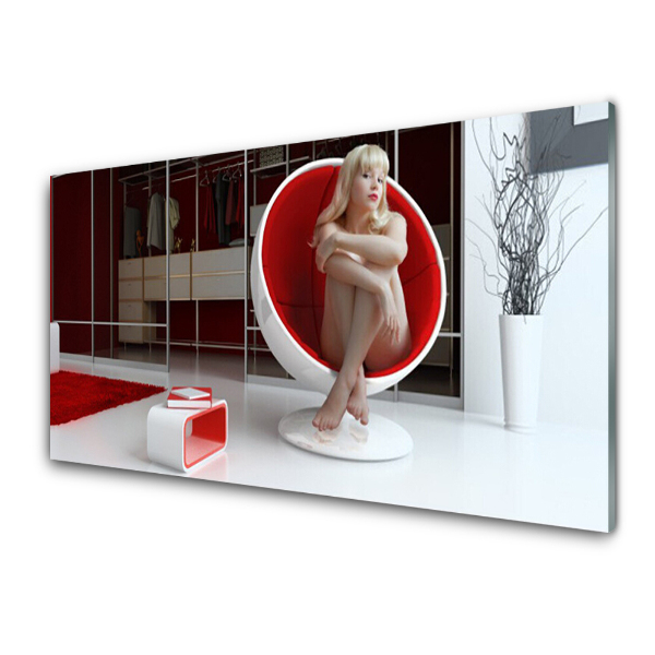 Tableau sur verre Femme nue dans une chambre