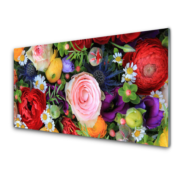 Tableau imprimé sur verre Fleurs multicolores