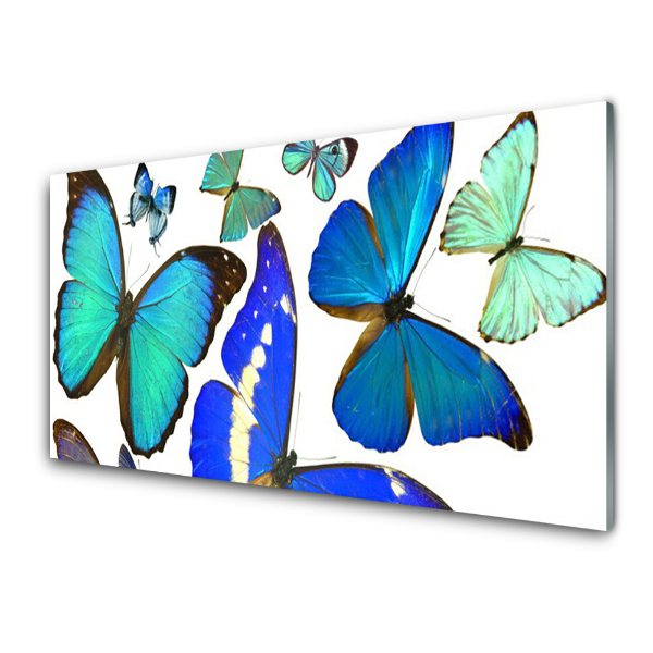 Tableau sur verre Papillons bleus