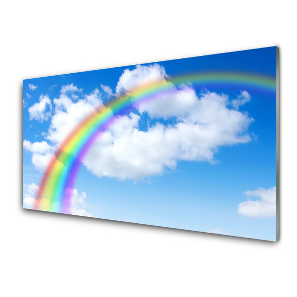 Tableau photo sur verre Arc-en-ciel sur un ciel bleu