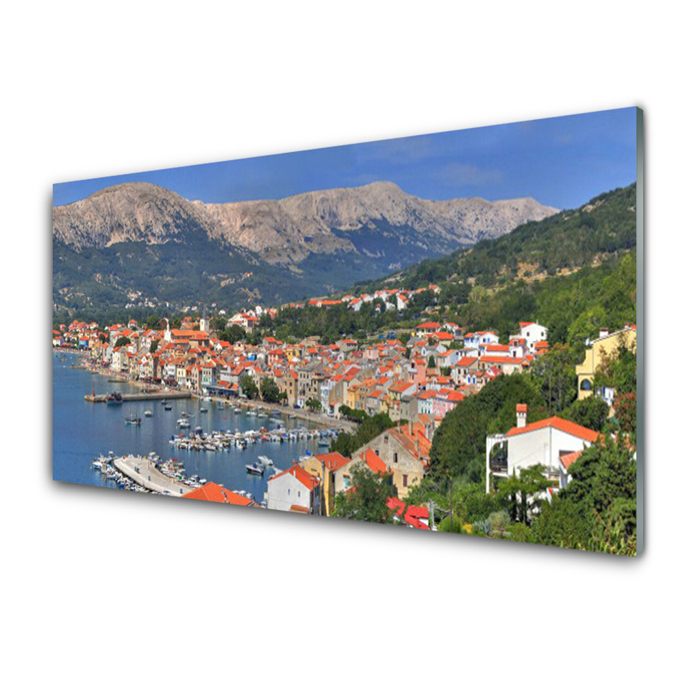 Tableau verre imprimé Petite ville dans les montagnes