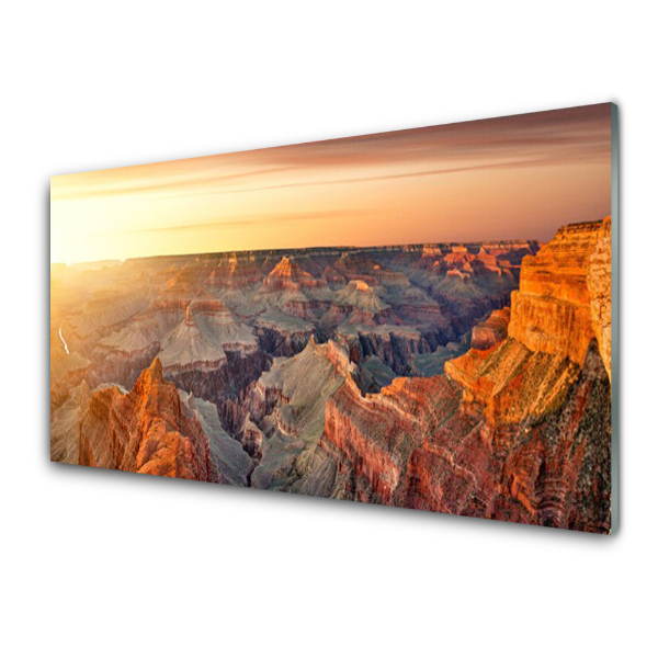 Tableau photo sur verre Montagnes Paysage orange