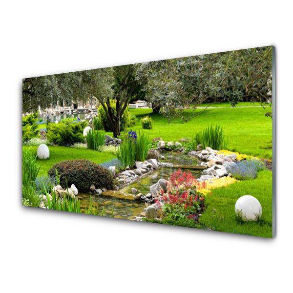 Tableau photo sur verre Étang dans le jardin