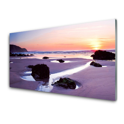 Tableau sur verre Plage au coucher du soleil Paysage