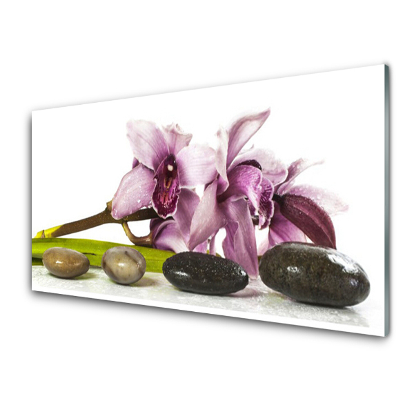 Tableau en verre Fleurs et quatre pierres