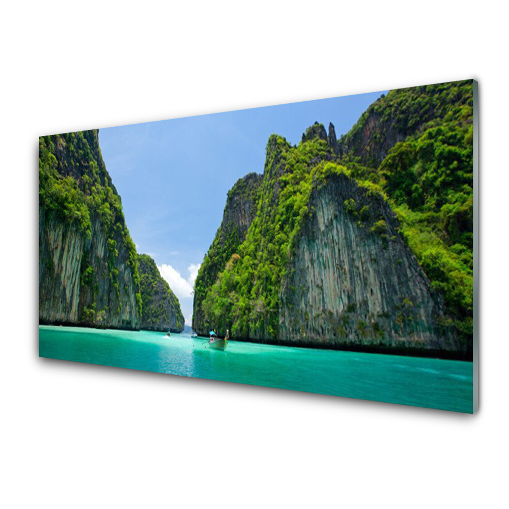 Tableau imprimé sur verre Baie paradisiaque d'une colline