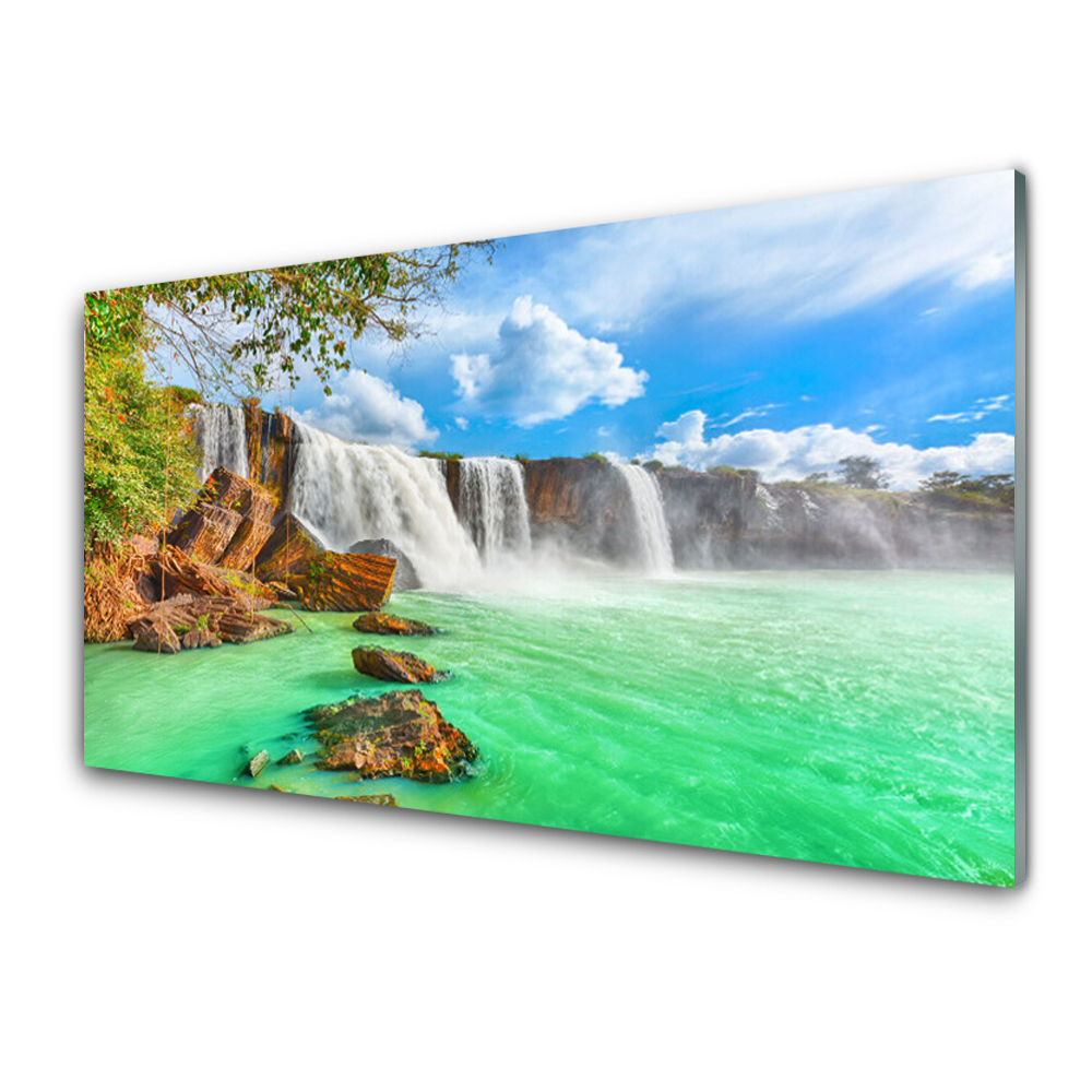 Tableau verre imprimé Vue d'une cascade