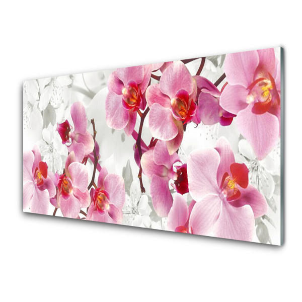 Tableau photo sur verre Fleurs peintes Orchidée rose