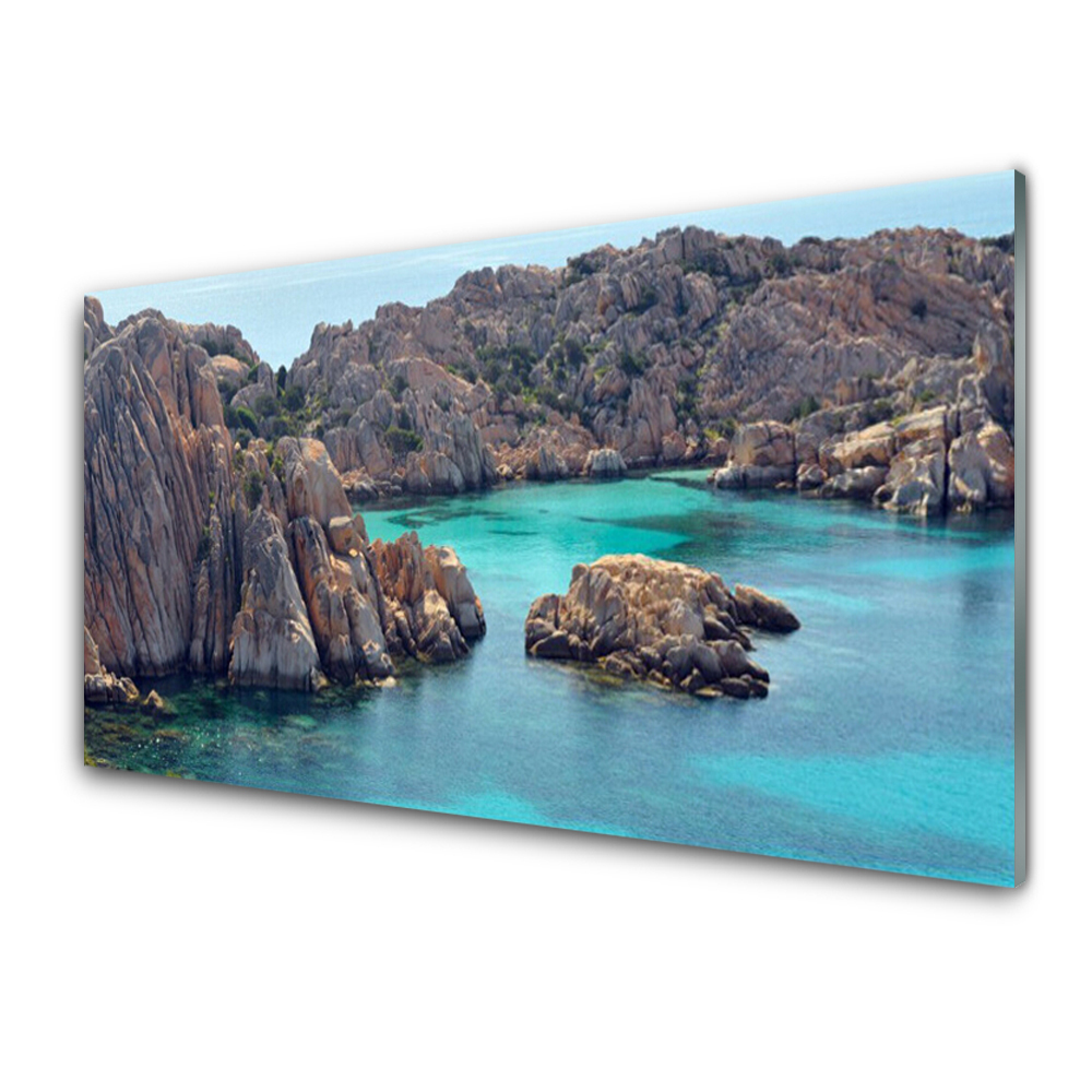 Tableau en verre Roche de baie bleue
