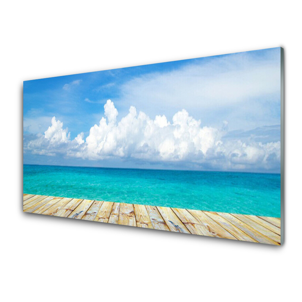 Tableau imprimé sur verre Vue d'une jetée sur une mer calme