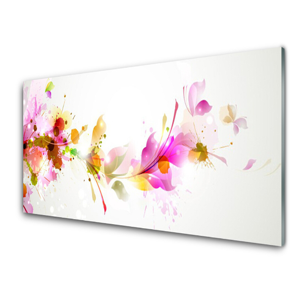 Tableau photo sur verre Motif floral peint