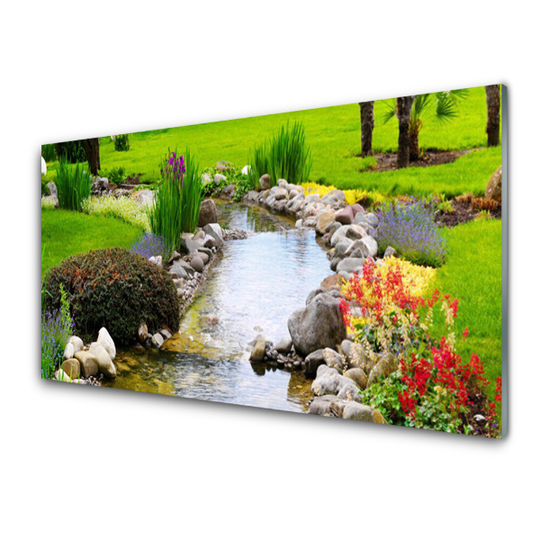 Tableau sur verre Ruisseau dans un jardin