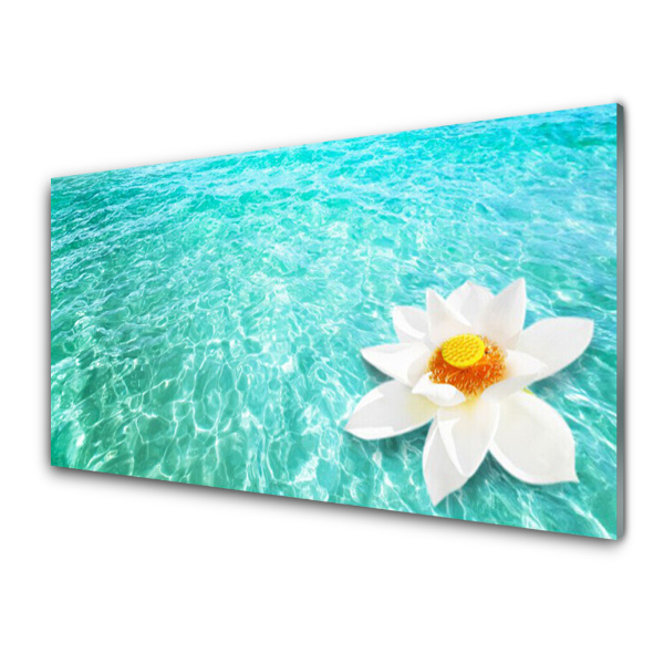 Tableau sur verre Fleur d'eau turquoise