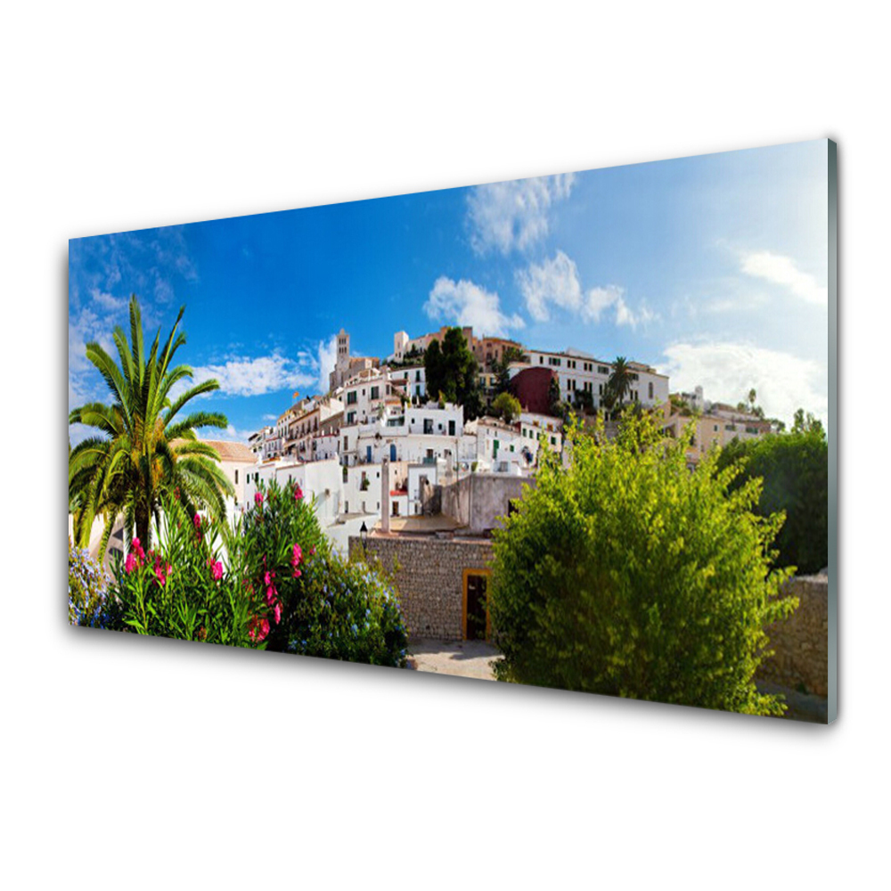 Tableau imprimé sur verre Ville sur la colline de Palma