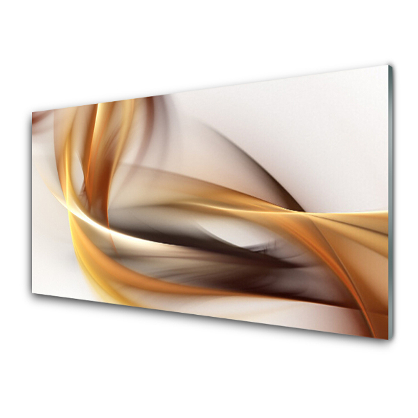 Tableau sur verre Abstraction vagues dorées