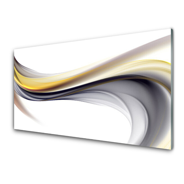 Tableau imprimé sur verre Vagues abstraites gris-jaune