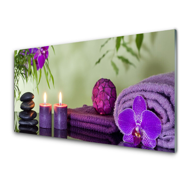 Tableau imprimé sur verre Serviette de bain violette