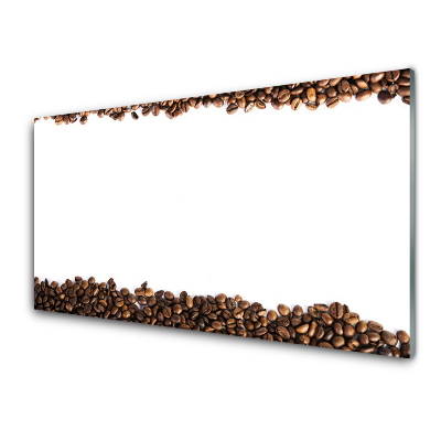 Tableau verre imprimé Fond blanc et grains de café