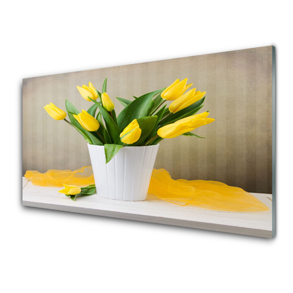 Tableau en verre Tulipes en pot