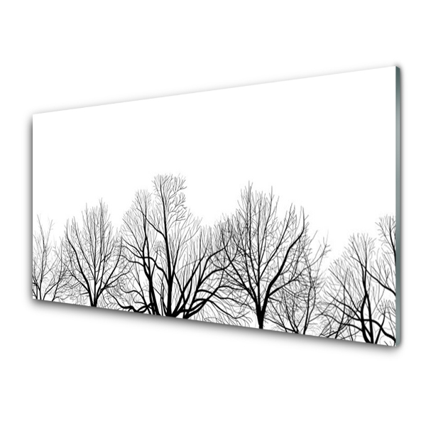 Tableau en verre Cimes d'arbres noires et blanches