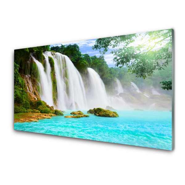 Tableau sur verre Cascades Lac Nature