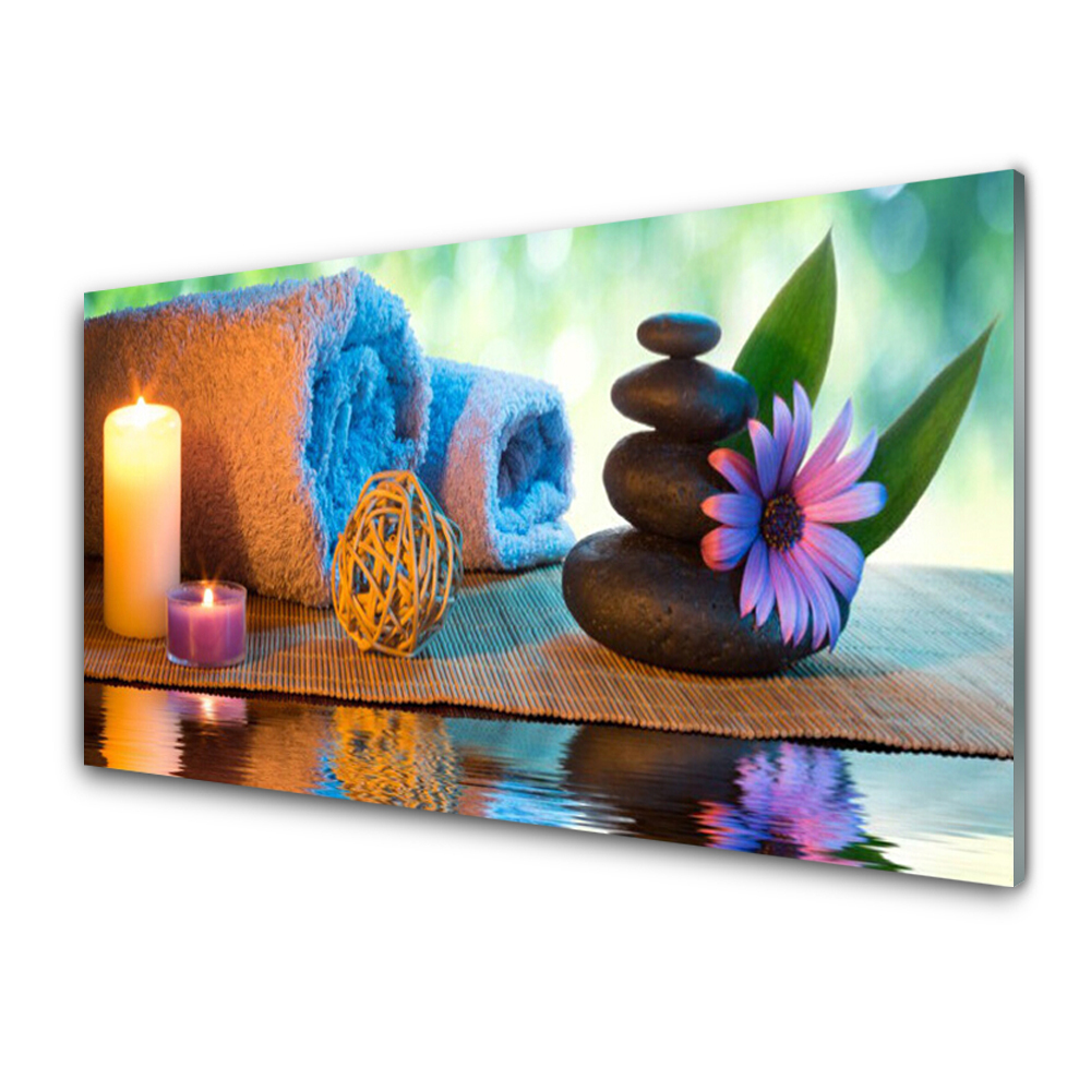 Tableau en verre Serviettes de bain bleues