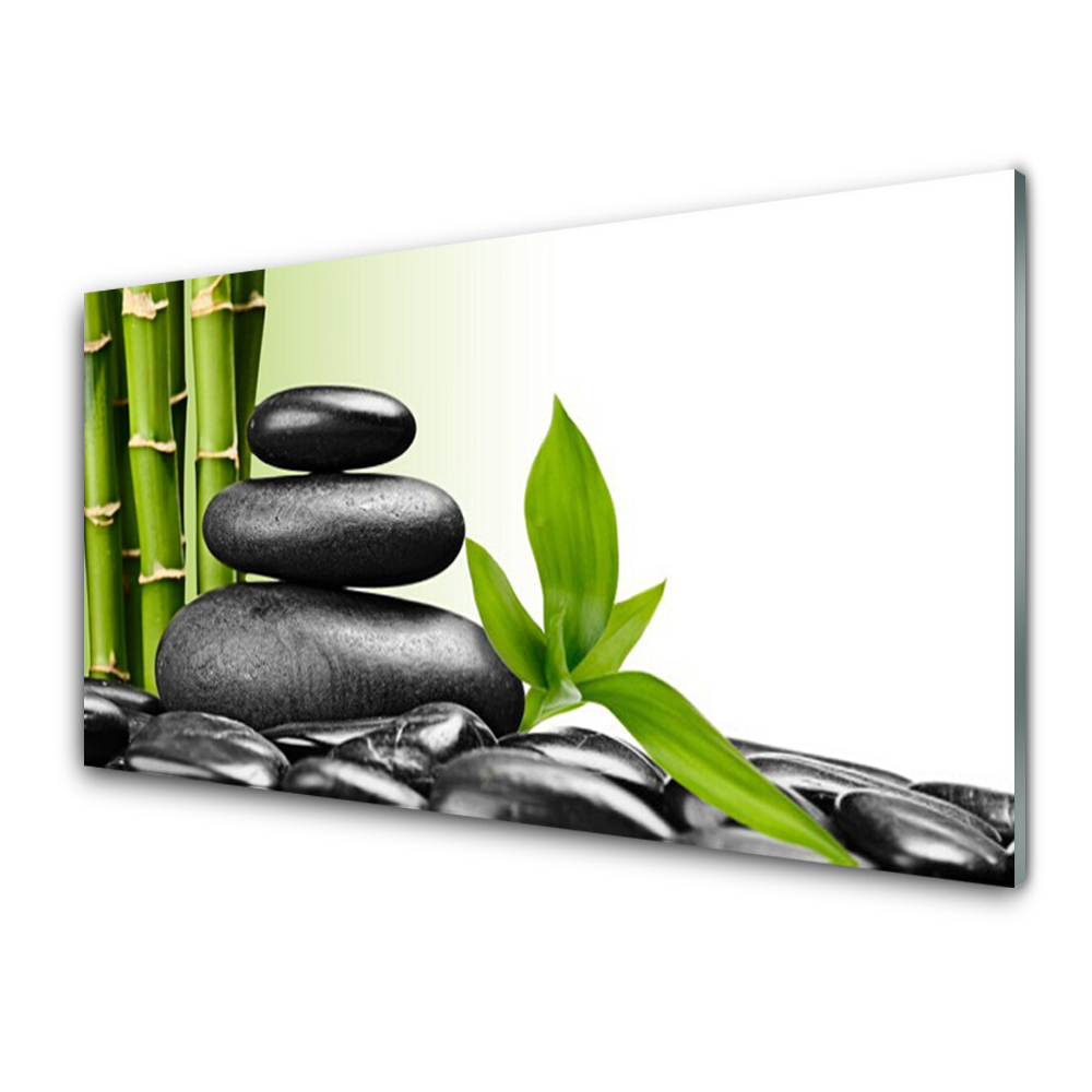 Tableau photo sur verre Tour de pierres en bambou