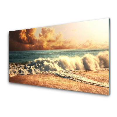 Tableau en verre Vagues déchaînées sur le rivage