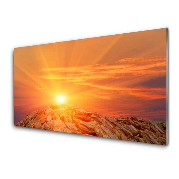 Tableau photo sur verre Soleil au sommet d'une montagne