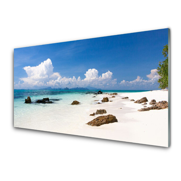 Tableau sur verre Plage blanche et mer turquoise