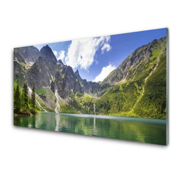 Tableau photo sur verre Paysage d'un lac de montagne