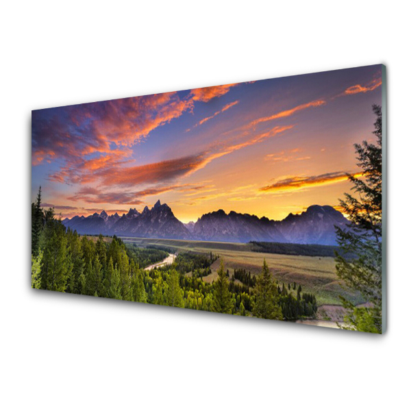 Tableau photo sur verre Vue sur des sommets de montagne