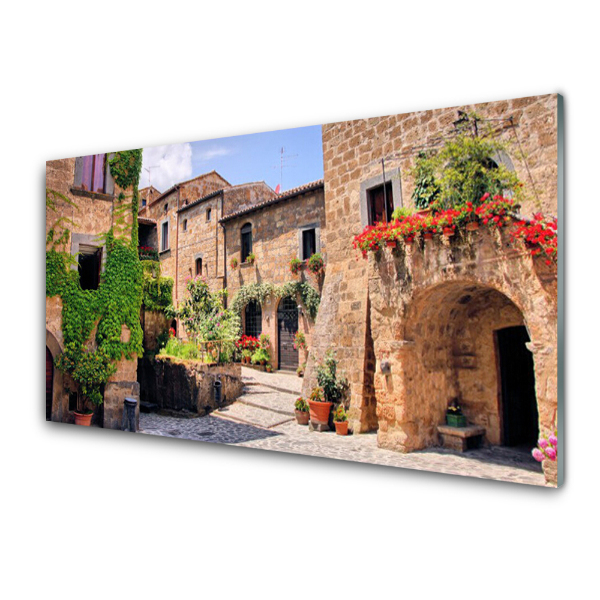 Tableau sur verre Ruelle Bâtiments en pierre